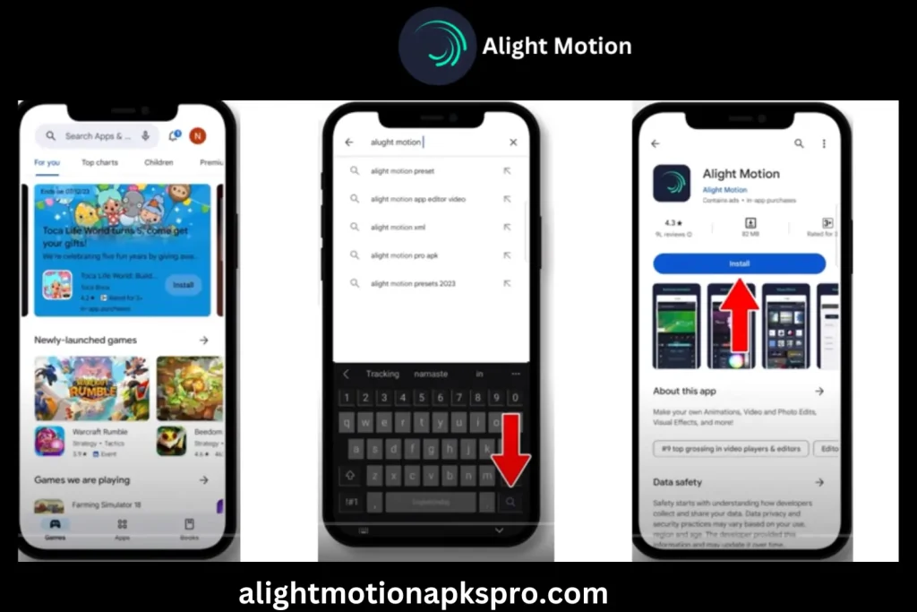 screenshot of How to install alight motion 